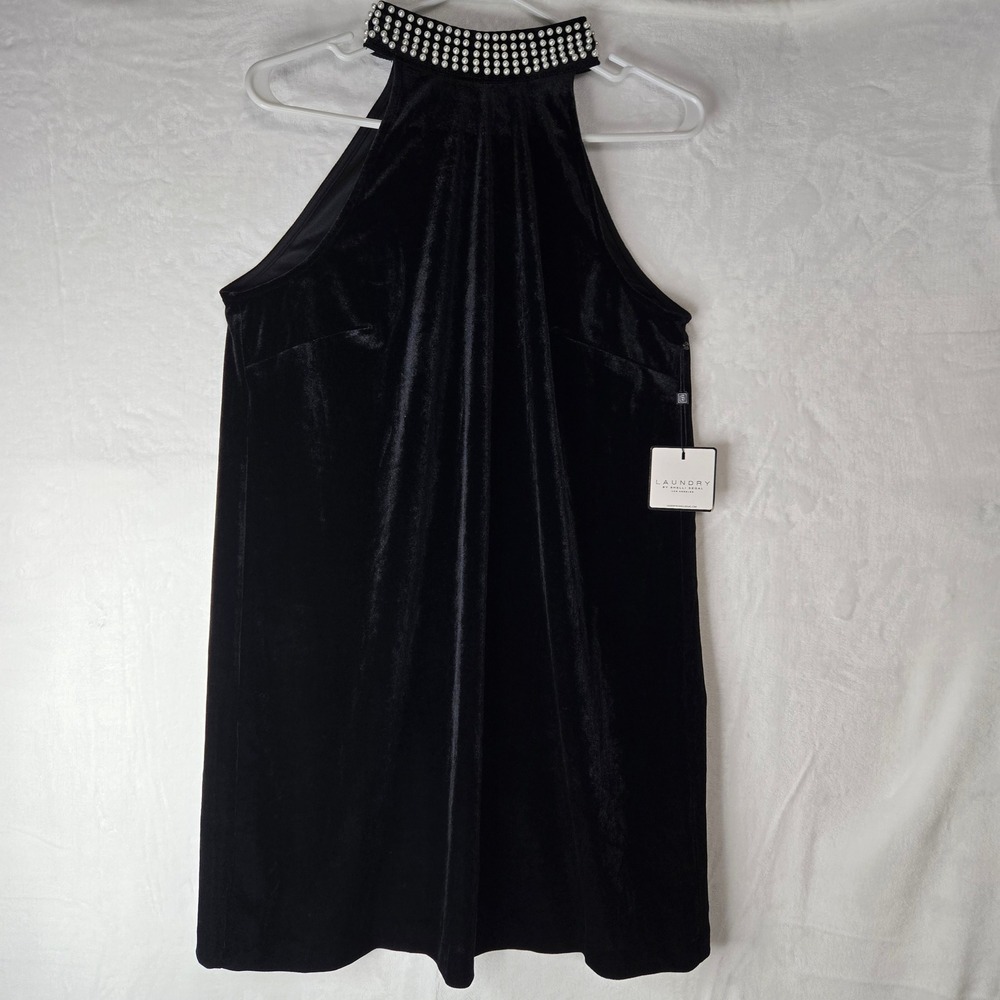 Laundry by Shelli Segal Black Velvet Pearl Neck Halter Dress 806D0D602 Size 8